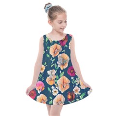 Charming Foliage – Watercolor Flowers Botanical Kids  Summer Dress by GardenOfOphir