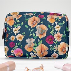 Charming Foliage – Watercolor Flowers Botanical Make Up Pouch (medium) by GardenOfOphir