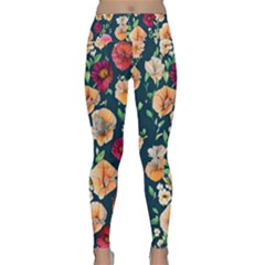 Charming Foliage – Watercolor Flowers Botanical Lightweight Velour Classic Yoga Leggings by GardenOfOphir