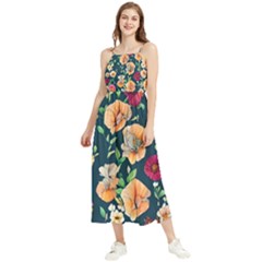 Charming Foliage – Watercolor Flowers Botanical Boho Sleeveless Summer Dress by GardenOfOphir