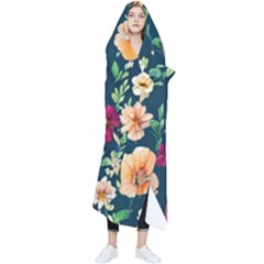 Charming Foliage – Watercolor Flowers Botanical Wearable Blanket by GardenOfOphir