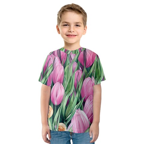 Cheerful Watercolor Flowers Kids  Sport Mesh Tee by GardenOfOphir