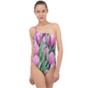 Cheerful Watercolor Flowers Classic One Shoulder Swimsuit View1