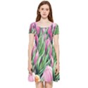 Cheerful Watercolor Flowers Inside Out Cap Sleeve Dress View1