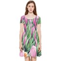 Cheerful Watercolor Flowers Inside Out Cap Sleeve Dress View3