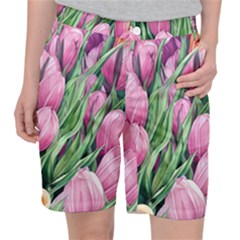 Cheerful Watercolor Flowers Pocket Shorts by GardenOfOphir