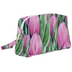 Cheerful Watercolor Flowers Wristlet Pouch Bag (large) by GardenOfOphir