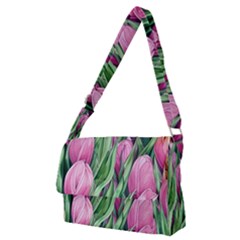 Cheerful Watercolor Flowers Full Print Messenger Bag (m) by GardenOfOphir