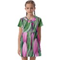 Cheerful Watercolor Flowers Kids  Asymmetric Collar Dress View1