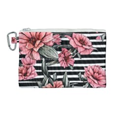 Country-chic Watercolor Flowers Canvas Cosmetic Bag (large) by GardenOfOphir