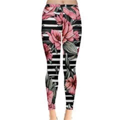 Country-chic Watercolor Flowers Inside Out Leggings by GardenOfOphir