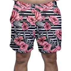 Country-chic Watercolor Flowers Men s Shorts by GardenOfOphir