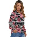 Country-Chic Watercolor Flowers Women s Long Sleeve Button Down Shirt View3