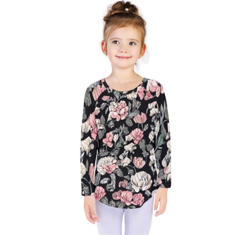 Choice Watercolor Flowers Kids  Long Sleeve Tee by GardenOfOphir