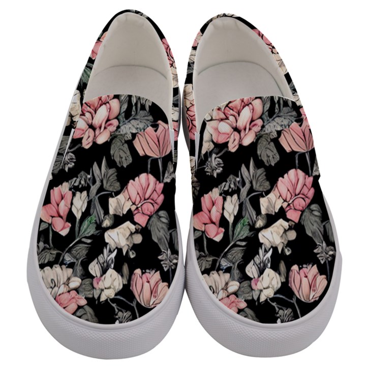 Choice watercolor flowers Men s Canvas Slip Ons