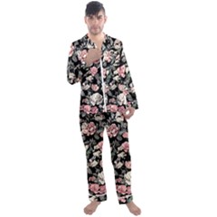 Choice Watercolor Flowers Men s Long Sleeve Satin Pajamas Set by GardenOfOphir