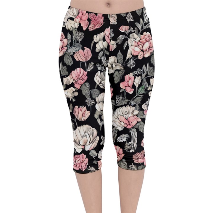 Choice watercolor flowers Velvet Capri Leggings 