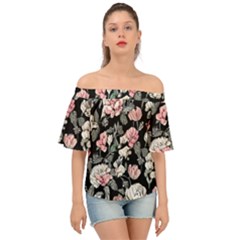 Choice Watercolor Flowers Off Shoulder Short Sleeve Top by GardenOfOphir