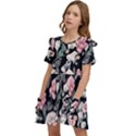 Choice watercolor flowers Kids  Frilly Sleeves Pocket Dress View3