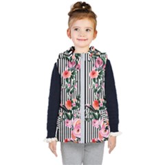 Classic Watercolor Flowers Kids  Hooded Puffer Vest by GardenOfOphir