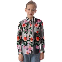 Classic Watercolor Flowers Kids  Long Sleeve Shirt by GardenOfOphir