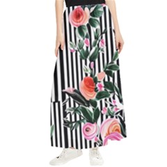 Classic Watercolor Flowers Maxi Chiffon Skirt by GardenOfOphir