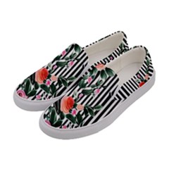 Classic Watercolor Flowers Women s Canvas Slip Ons by GardenOfOphir