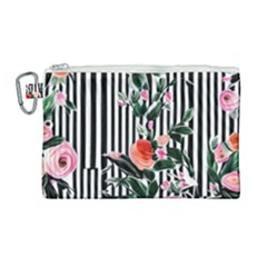 Classic Watercolor Flowers Canvas Cosmetic Bag (large) by GardenOfOphir