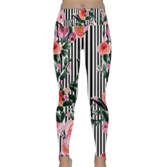 Classic Watercolor Flowers Lightweight Velour Classic Yoga Leggings by GardenOfOphir