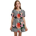 Classic watercolor flowers Kids  Short Sleeve Dolly Dress View1