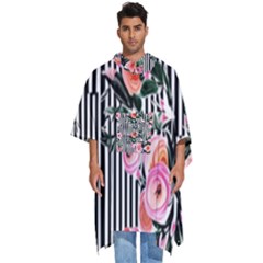 Classic Watercolor Flowers Men s Hooded Rain Ponchos by GardenOfOphir