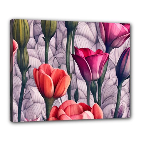 Color-infused Watercolor Flowers Canvas 20  X 16  (stretched) by GardenOfOphir