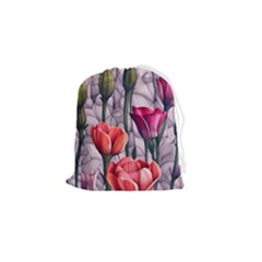 Color-infused Watercolor Flowers Drawstring Pouch (small) by GardenOfOphir