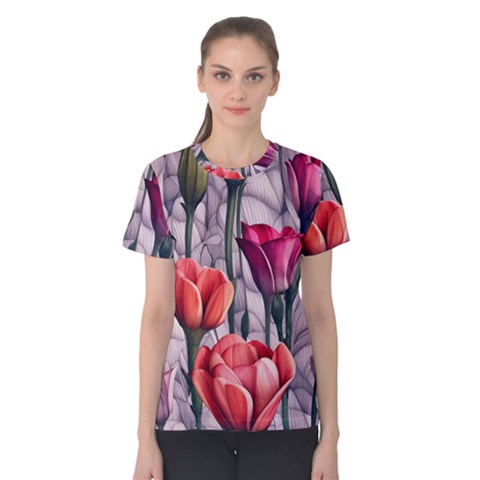 Color-infused Watercolor Flowers Women s Cotton Tee by GardenOfOphir