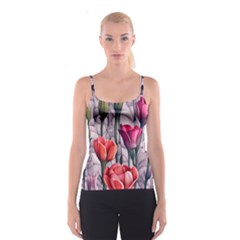 Color-infused Watercolor Flowers Spaghetti Strap Top by GardenOfOphir