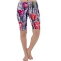 Color-infused watercolor flowers Cropped Leggings  View1