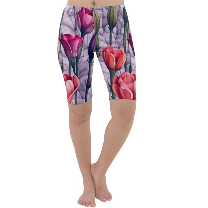 Color-infused watercolor flowers Cropped Leggings 