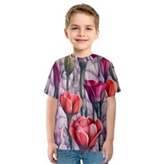 Color-infused Watercolor Flowers Kids  Sport Mesh Tee