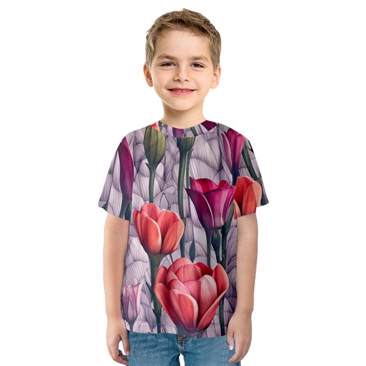 Color-infused watercolor flowers Kids  Sport Mesh Tee