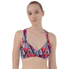 Color-infused Watercolor Flowers Sweetheart Sports Bra by GardenOfOphir