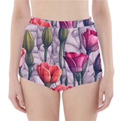 Color-infused Watercolor Flowers High-waisted Bikini Bottoms by GardenOfOphir