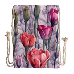 Color-infused Watercolor Flowers Drawstring Bag (large) by GardenOfOphir