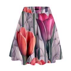 Color-infused Watercolor Flowers High Waist Skirt by GardenOfOphir