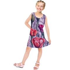 Color-infused Watercolor Flowers Kids  Tunic Dress by GardenOfOphir