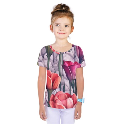 Color-infused Watercolor Flowers Kids  One Piece Tee by GardenOfOphir