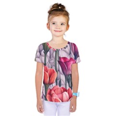 Color-infused Watercolor Flowers Kids  One Piece Tee