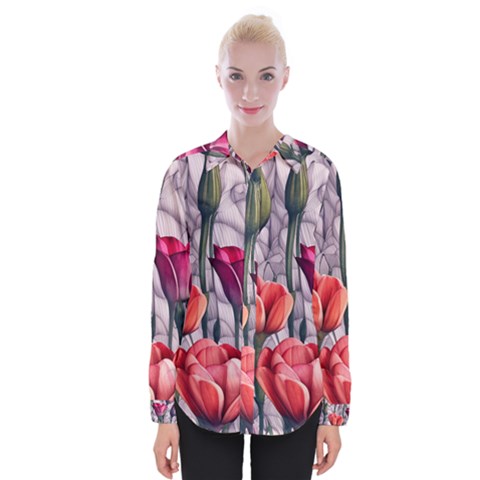 Color-infused Watercolor Flowers Womens Long Sleeve Shirt by GardenOfOphir