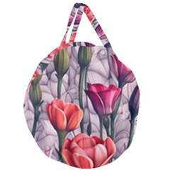 Color-infused Watercolor Flowers Giant Round Zipper Tote by GardenOfOphir