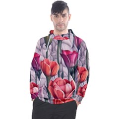 Color-infused Watercolor Flowers Men s Pullover Hoodie