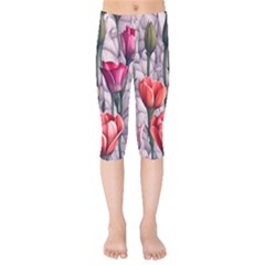 Color-infused Watercolor Flowers Kids  Capri Leggings  by GardenOfOphir